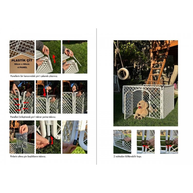 CLOVERPET PLASTİK BAHÇE ÇİTİ 4 PANEL 90*60CM