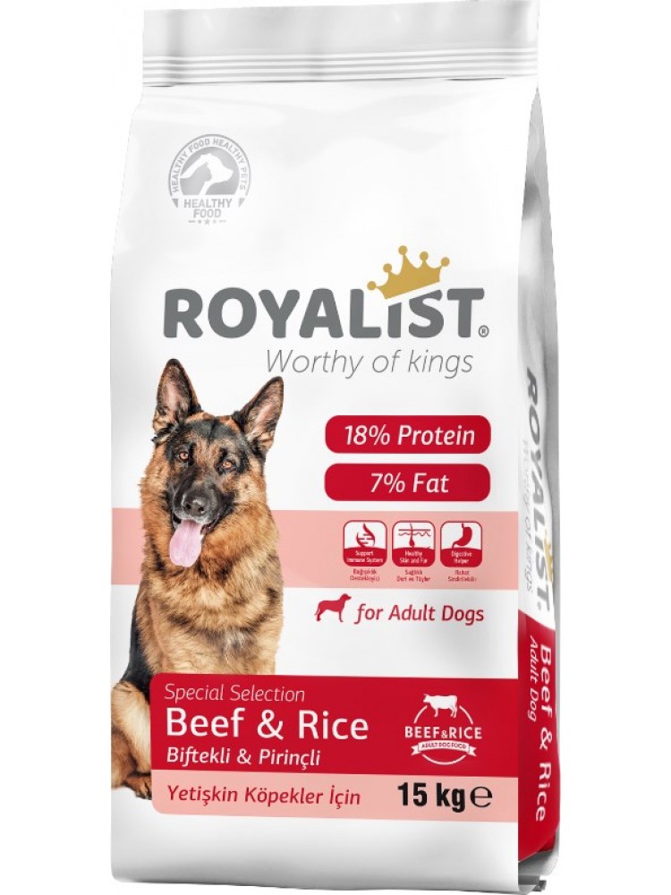 Royalist Biftekli & Pirinçli Yetişkin Köpek Maması 15 KG