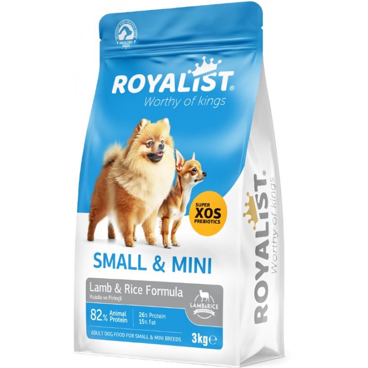 Royalist Küçük Irk Yetişkin Kuzulu & Pirinçli Köpek Maması 3 KG