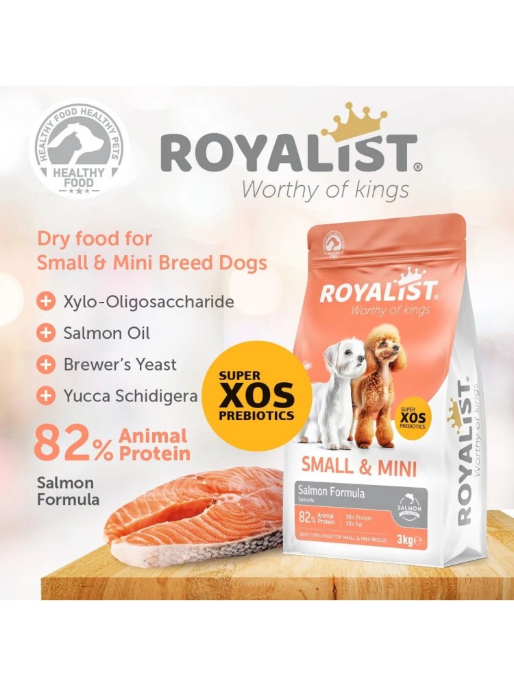 Royalist Küçük Irk Yetişkin Somonlu Köpek Maması 3 KG