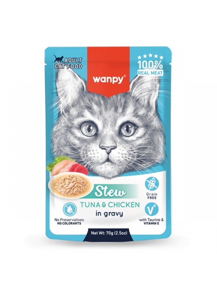Wanpy 70g Pouch Ton Balık & Tavuklu Yaş Kedi Maması 10 Adet