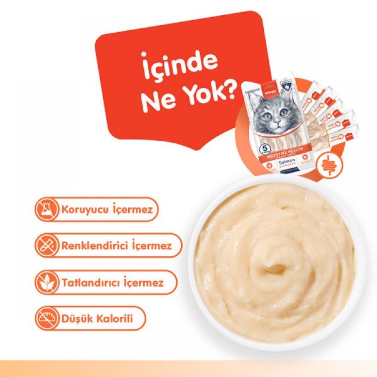 Wanpy Digestive Health Somon Balığı & Tavuk 12'li-F.Krema Ödül 5x14gr Wanpy Digestive Health Somon Balığı & Tavuk 12'li-F.Krema Ödül 5x14gr