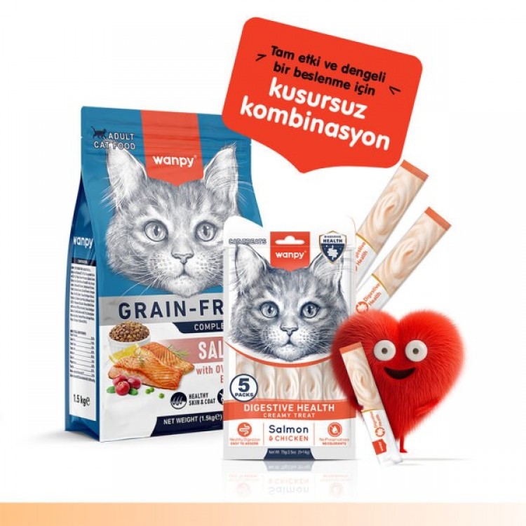 Wanpy Digestive Health Somon Balığı & Tavuk 12'li-F.Krema Ödül 5x14gr Wanpy Digestive Health Somon Balığı & Tavuk 12'li-F.Krema Ödül 5x14gr
