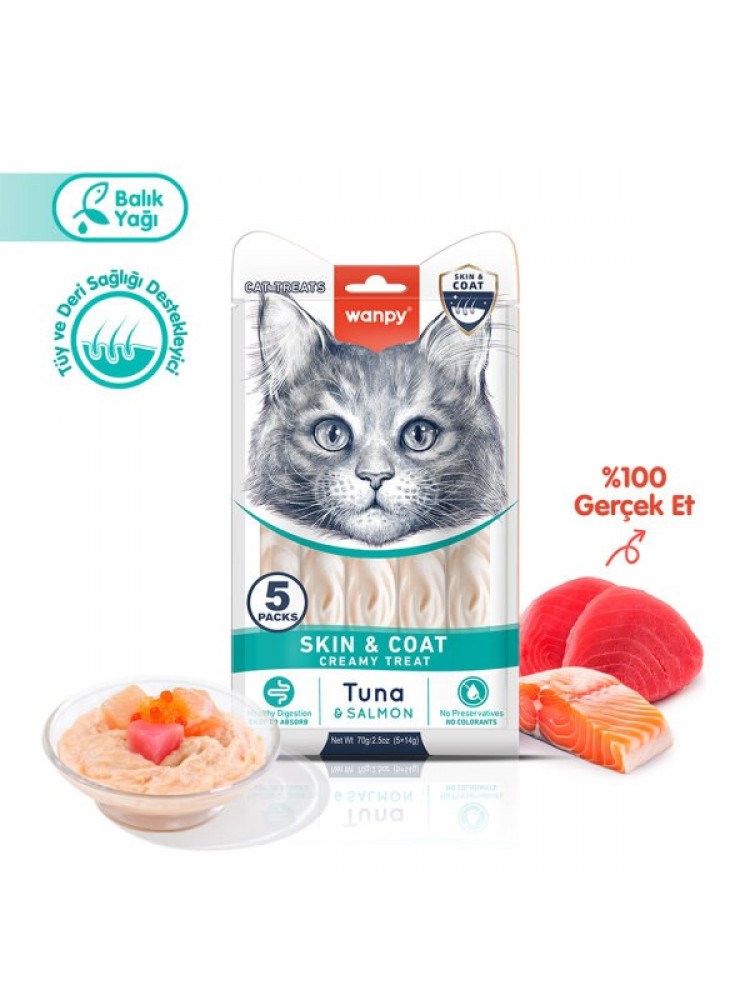 Wanpy Skin & Coat Ton Balığı & Somon 12'li-F.Krema Ödül 5x14gr