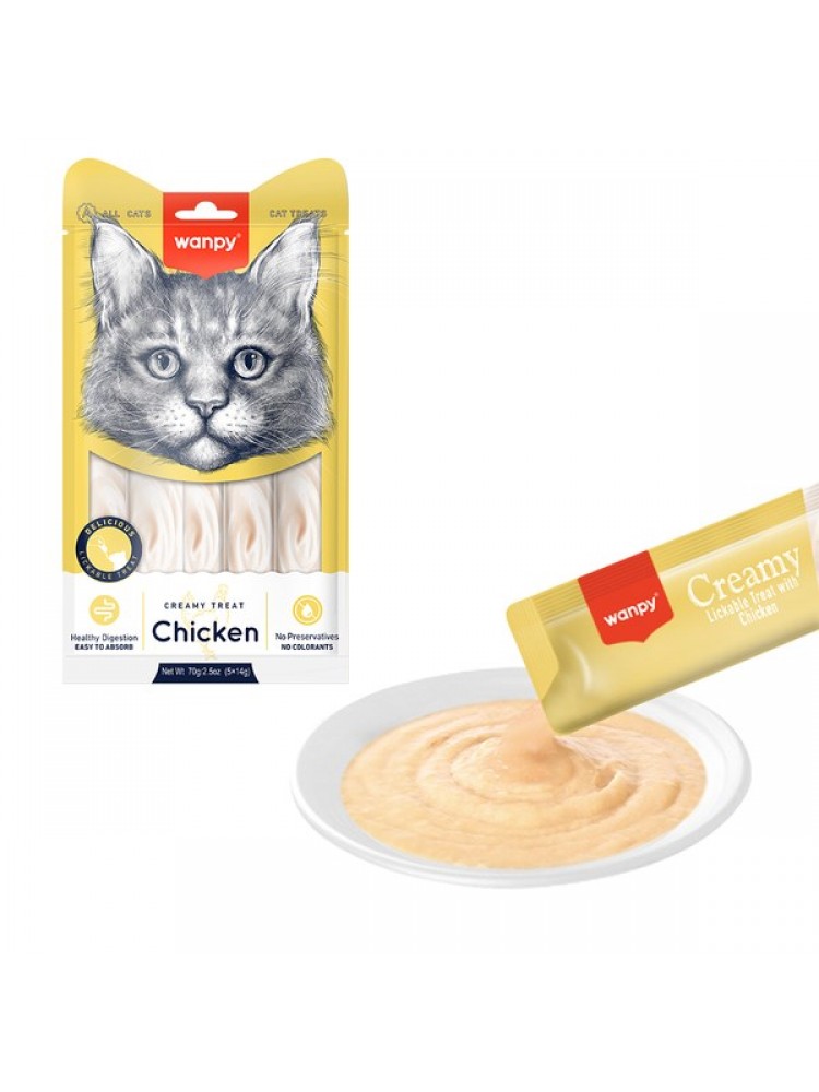 Wanpy Tavuk 12'li-Krema Kedi Ödülü 5x14 gr RA-049 Likit Kedi Ödülü