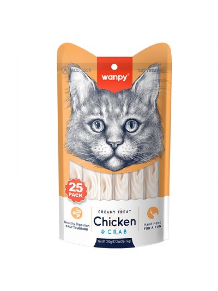 Wanpy Tavuklu & Yengeçli 25*14 gr Krema Kedi Ödülü RAC-056