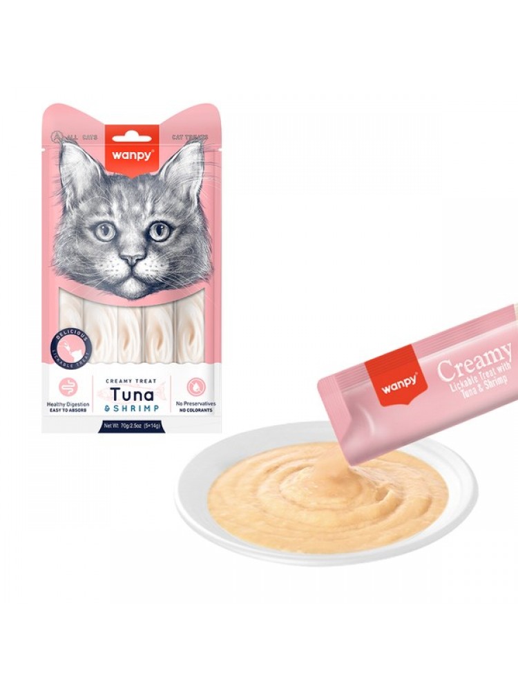 Wanpy Ton & Karides 12'li-Krema Ödül 5x14gr RA-050 Likit Kedi Ödülü