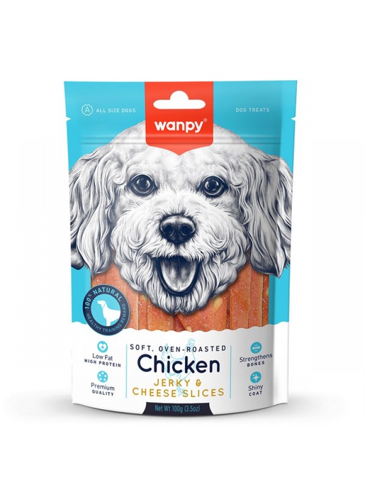 Wanpy Yumuşak Tavuk & Peynir Dilimleri 100g Köpek Ödülü